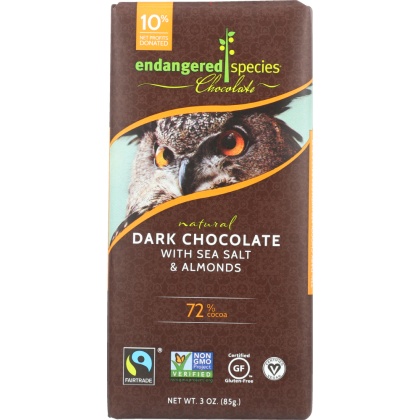 ENDANGERED SPECIES: Natural Dark Chocolate with Sea Salt & Almonds, 3 oz