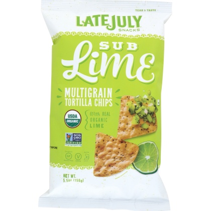 LATE JULY ORGANIC: Multigrain Snack Chips Gluten Free SubLime, 5.5 oz